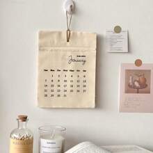 1pc 2025 Creative Linen Canvas Wall Calendar, Minimalist Beige Design With Monthly Layout, Ideal Gift For Home Or Office Decoration, Friends And Family (Without Hanging Hook)