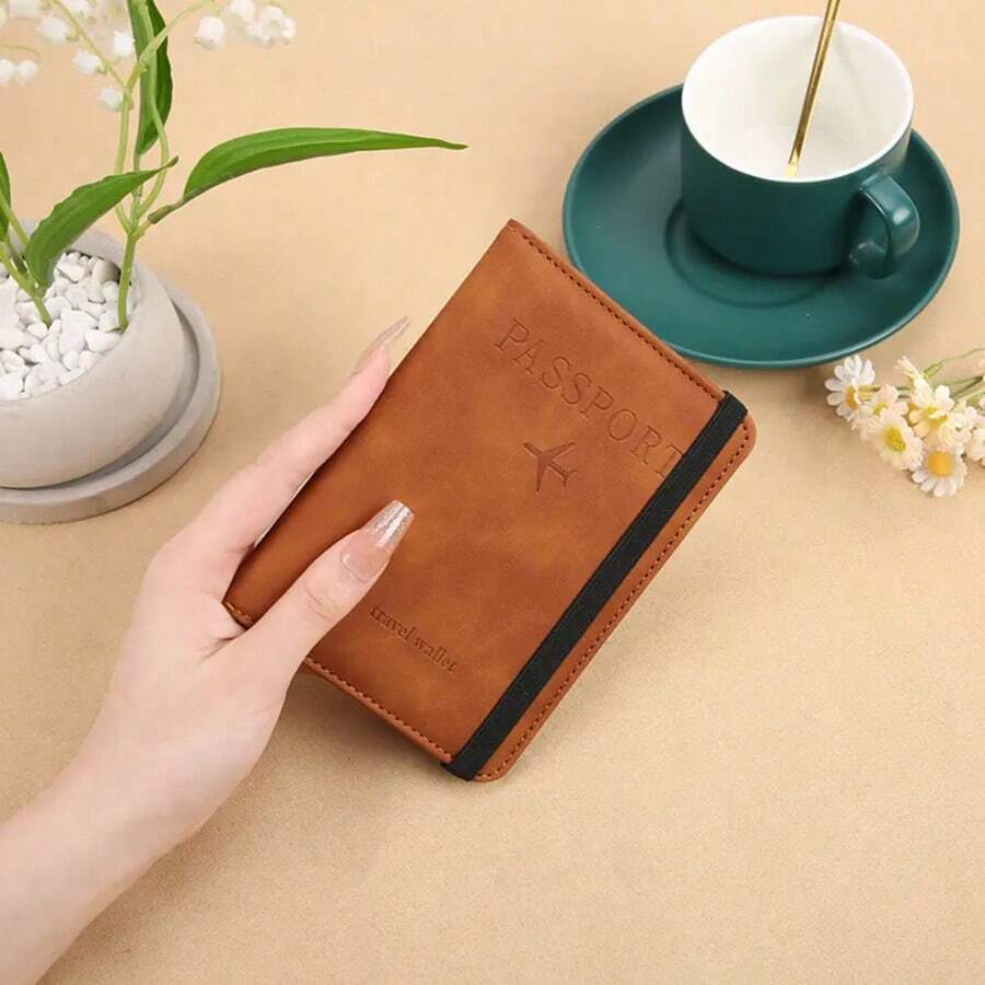 New Soft Texture Anti-Wrinkle Tie Belt PU Leather RFID Passport Cover Travel Wallet Document Holder For Women For Men Wallet Mini Wallet Purse Wallet Card Wallet