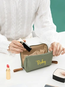 1pc Customized Retro Makeup Bag - Waterproof Travel Cosmetic Bag, Unique Bridesmaid Gift And Daily Essential Organizer