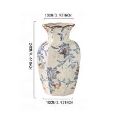 One Hand-Painted Blue And White Ceramic Vase In Vintage-Style For Flowers, Suitable For Living Room, Bedroom, Balcony Decoration, For Dried Flowers, Artificial Flowers & As An Ornament,Home Decor,Flower Vase,Centerpiece,Table Decor Rama Decoration Rama Gifts Birthday Graduation Room Decor Glass Vase