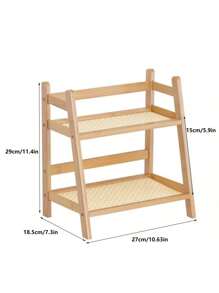 1 pieza Estantería de escritorio de madera maciza, estantería de escritorio de cocina de doble capa, estantería de escritorio, estantería de almacenamiento de escritorio para el hogar, decoración del hogar, decoración de la habitación, almacenamiento de tazas, organizador de cocina