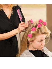 20件套粉色睡眠造型器、铃铛蘑菇卷发器套装，硅胶材质，卷发棒，免加热卷发器，卷发棒，美发产品及配件，适用于理发店、美容院、返校季、旅行度假等场合，卷发器，卷发梳，卷发器，卷发产品，卷发器，卷发卷发器，卷发工具，卷发器 - 粉色 - 查看 8