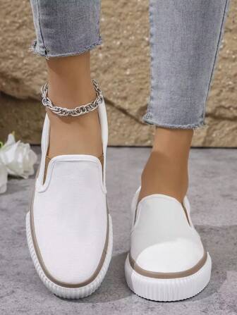 Nuevos zapatos planos de lona tipo slip-on, cómodos mocasines casuales, zapatos caminables, calzado de ocio versátil y con estilo