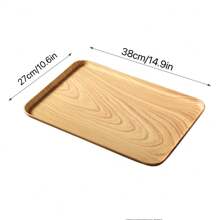 Rectangular Plastic Tray With Faux Wood Grain, Suitable For Tea Cup, Dining Plate, Water Glass, Fruit Platter, Home Use - Wood Grain Multicolor - View 15