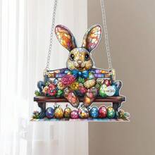 1pc Easter Exquisite Bunny Decoration Hanging Ornaments, 2D Acrylic Flat Design, Suitable For Living Room, Bedroom Or Study, Vibrant Easter Theme Decoration Pendant, Suitable For Home And Interior Decoration, Simple And Fashionable Home Scene Decoration, Holiday Party Atmosphere Props, Home Decoration, Party Decoration, Perfect Easter Gift For Family And Friends