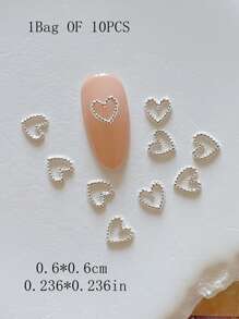 1 Pack Metal Jewelry Nail Art Accessories Heart 3D Nail Decorations