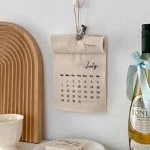 1pc 2025 Creative Linen Canvas Wall Calendar, Minimalist Beige Design With Monthly Layout, Ideal Gift For Home Or Office Decoration, Friends And Family (Without Hanging Hook)