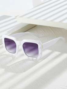 1 pieza Gafas de estilo vintage de colores en bloque cuadradas unisex, para el estilo de vida callejero Y2K. Gafas casuales para el verano, la playa, al aire libre y los viajes