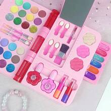 Juguete de maquillaje para niños, set de maquillaje de princesa y esmalte de uñas, caja de cosméticos, kit de regalo para actuaciones infantiles