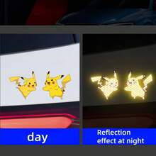 pokemon Pegatinas reflectantes de Pikachu de Pokemon - 8 diseños divertidos para coches, motocicletas, mochilas y talla grande, perfectos para fans, decoración de vehículos y agregar un toque lúdico a tu estilo