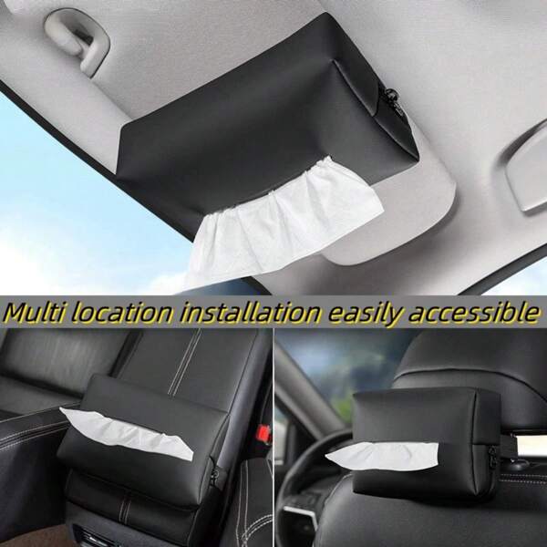 Scatola porta fazzoletti da montare sull'auto, porta-bracciolo, borsa con cordoncino, parasole montato sul sedile posteriore dell'auto, borsa porta fazzoletti per accessori interni dell'auto, organizer per il trasporto