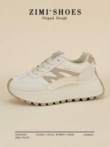 1 Pair High Quality Women Multi-Functional All-Season Fashion Running Sneakers, Flat Gump Shoes, Leather Upper, Waterproof, Suitable For Sports, Casual Daily Wear, Skateboarding - Mika - View 16