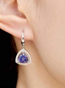 2pcs S925 Sterling Silver Minimalist Triangle Zirconia Earrings, Elegant & Versatile Jewelry For Women, Daily & Party Gift