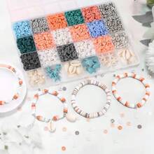 2000pcs Sea Holiday Bead Set - Sky Blue, Tortoiseshell, Starfish, Polymer Clay Pieces For DIY Bracelet And Jewelry Making Kit