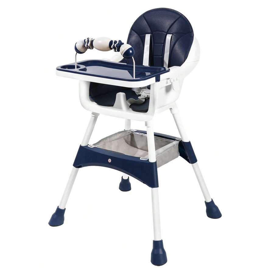 Ubravoo Baby High Chair, Height Adjustable - Convertible High/Low Chair,With Detachable Tray Belt Footrest And Toy Rack,Growing From 6 - 36 Months Baby Chair - Blue - View 1