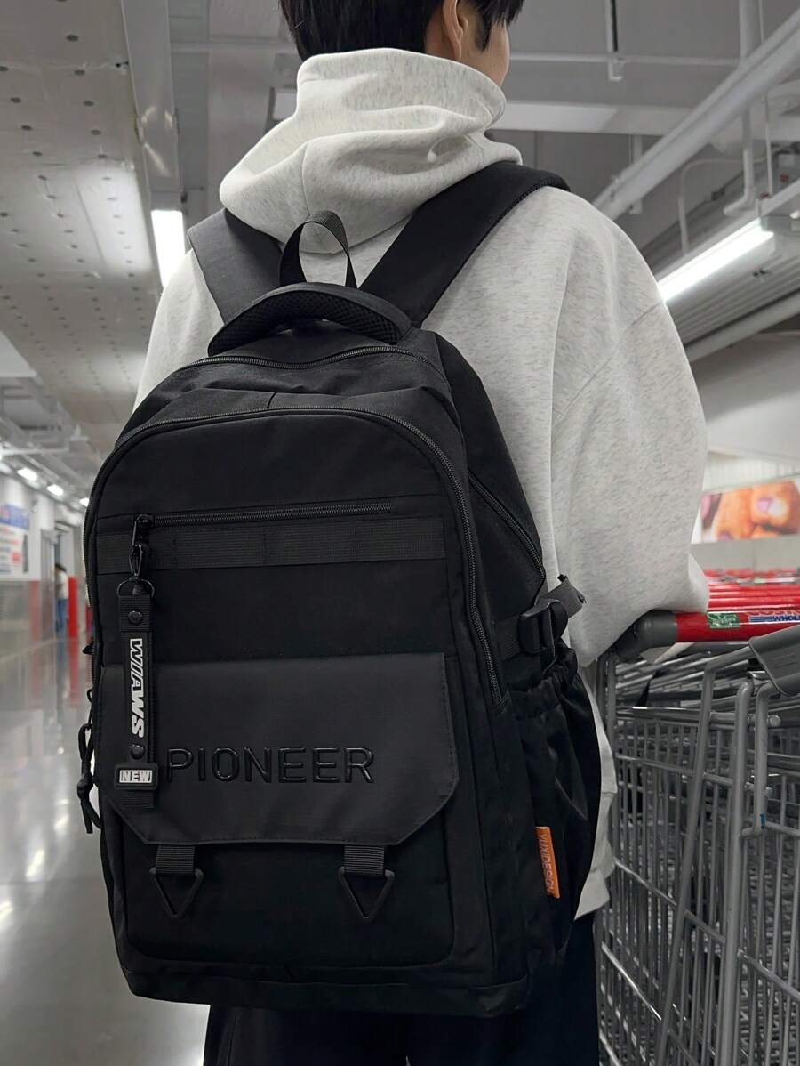 Casual Backpack Men, Large Capacity Fashionable Minimalist Laptop Bag, Multifunctional Travel Bag For Commuting - Black - View 1