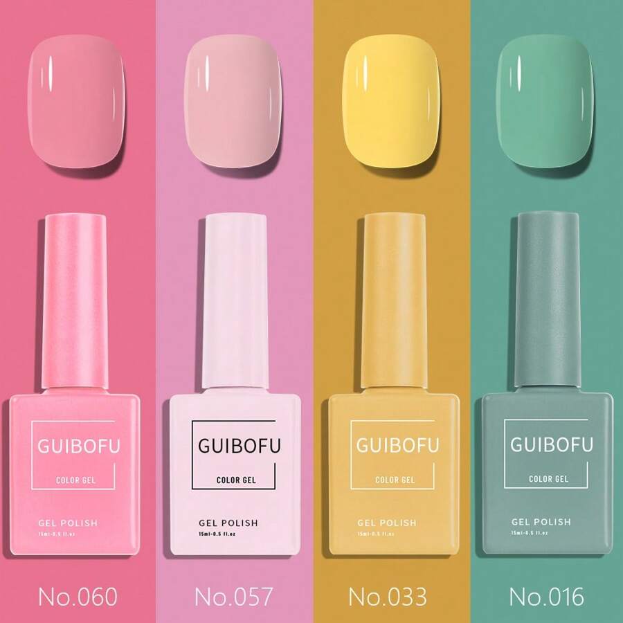 GUIBOFU 4Pcs 0.5Oz Gel Nail Polish Set Same Color Same Bottle Soak Off Gel Polish Kit Nail Art Manicure Salon DIY At Home For Women - Nhiều màu - Xem 1