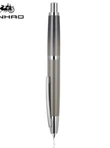 新款金豪10按压式钢笔，可伸缩F尖，金属哑光黑笔身，带墨水转换器，学生礼物