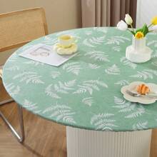 1pc Printed Round Tablecloth, Vinyl Flannel Backed Table Cover, 100% Waterproof And Oil-Resistant Plastic Tablecloth, Spring Flower Tablecloth, Round Elastic Edge, Suitable For Dinner Parties, Outdoors, And Picnics.