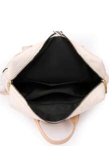 Ladies' Double-Shoulder Bag Solid Color Large Capacity Student Backpack Fashion Tassel Versatile Casual Waterproof Bag, Suitable For Women, Girls Students, Working People And White-Collar, Suitable For Work, Business, Commuting, School, Library, Out, Travel - Beige - View 7