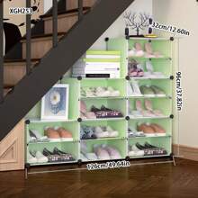 经济型多层塑料鞋架柜带门，防尘收纳，新时尚家居入口 - 彩色 - 查看 9