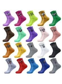 1 Pair Of Mid-Tube Socks For Men And Women | Polyester | Colorful Funny Candy Pattern | Comfortable, Stretchy Knitwear | Machine Wash | Perfect For Casual Wear And Gifts, Novelty Socks | Vibrant Mid-Tube Socks | Elastic Hosiery, Lovely Socks - Multicolor - View 3