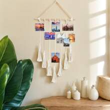 1pc Hanging Photo Display Macrame Wall Hanging Boho Room Home Office Decor Teen Girl Women Gift Picture Frame Holder Wall Art For Birthday Party Bedroom Dorm Gifts Graduation - Multicolor - View 2