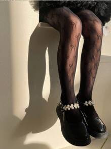 1pc Girls Butterfly Hollow Out Stirrup Tights, Suitable For Daily Wear