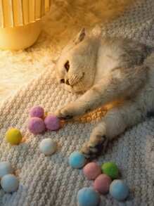 50 stuks kleurrijke interactieve pluche kattenliefhebber en kattenmoeder houden van speelgoedballen, kauwbestendige veer kattenliefhebber en kattenmoeder houden van trainingsspeelgoed, kattenliefhebber en kattenmoeder houden van en hondenliefhebber en hondenmoeder houden van entertainmentbenodigdheden