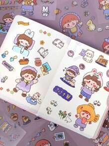Juego de 10/50/100 pegatinas de dibujos animados lindos, pegatinas transparentes para cuentas manuales, acabado brillante, apropiadas para decorar portátiles, guitarras, botellas de agua y maletas, cada diseño es único.