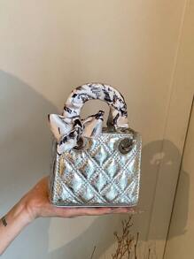 New Fashionable Embroidered Silk Scarf Handbag, Crossbody Mini Shoulder Square Bag