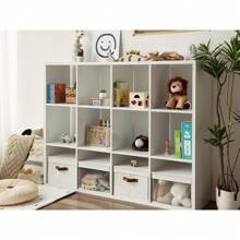 Contenedores de almacenamiento con tapas y ventana transparente, cesta para estantes, contenedores y organizadores de clóset, beige, grande, paquete de 4 - 1 - Ver 5