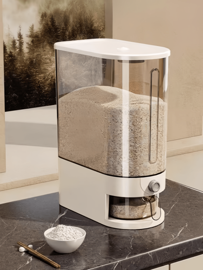 1pc Space-Saving Thickened Airtight Transparent Visible High-End Push Button Rice Grain Canister, Pest-Proof Airtight Jar, Multifunctional Kitchen Storage Box