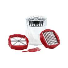 二合一土豆切刀，适用于炸薯条、土豆、洋葱切片机、苹果切片机，2 个不锈钢刀片 - 酒紅色 - 查看 8