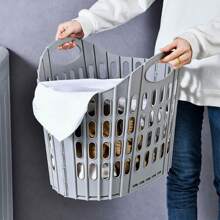 1pc Foldable Laundry Basket, Multifunctional Portable Dirty Clothes Storage, Large Capacity Storage Basket, Space Saving, Pink/Blue/Gray
