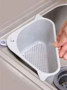 1pc Plastic Sink Drain Storage Rack, Grey Kitchen Caddy Sink Organizer For Kitchen
