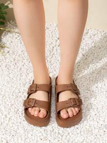 2025新款春夏大码女士时尚户外/室内防滑除臭休闲扣EVA一体式柔软轻便舒适百搭户外运动拖鞋