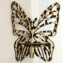 1 件波西米亚豹纹木质蝴蝶形壁挂水晶架，适合居家和酒店的简约装饰 - 彩色 - 查看 3