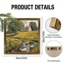 A Wood-Framed Sign Featuring A Country Sheep Grazing By The River Is Ideal For A Vintage Farmhouse-Style Wall Decoration, Perfect For A Bathroom, Kitchen Or Office. It Is An Ideal Gift For Family And Friends, The Size Is 7.87 Inches. Gifts Birthday Graduation - Multicolor - View 5