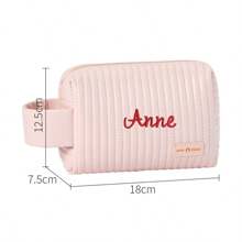 حقيبة مكياج مخططة من جلد البولي يوريثان مخصصة، حقيبة تخزين مخصصة للأحرف الأولى للفتيات، حقيبة أدوات تجميل محمولة للسفر، حقيبة غسيل كبيرة السعة، حقيبة تجميل مطرزة، هدية وصيفة العروس، هدية للأم، هدية عيد ميلاد، هدية لصديق ومعلم، هدية عيد الميلاد/العطلات، هدية نسائية مخصصة، ذكرى سنوية، عيد الميلاد، عيد الأم، هدية عيد الحب