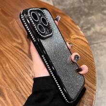 奢华闪亮电镀手机壳，兼容 17/16E/15/14/13/12/11/X/XS Max/XR/Pro Plus，Galaxy A02S-A56，S20-S25，Note20，Honor Y9s-X9c，春季礼物及派对礼品，国际版，非国内版 - 黑色 - 查看 2