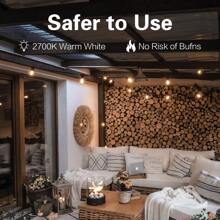 Outdoor S14 Solar Light Strings, 50/100FT, 2700K Warm White, 12+1/ 24+1 Shatterproof Bulbs, E12 Bases Bulbs Replaceable, IP44 Waterproof, Suitable For Room Decoration, Home Decoration, Wedding Decoration, Outdoor Decoration In Gardens, Cafes, Campsites. - solar - 查看 5