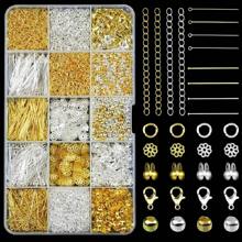 1200pcs Jewelry Making Craft Set, Includes Lobster Clasps, Pressed Beads, End Caps, Jump Rings And Other Items - Ideal For Jewelry Repair And DIY Projects
