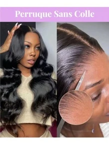 13 * 4 前蕾丝假发,周围有婴儿头发,黑色自然色,预烫发际线,波浪长发,适合各种人种,日常派对使用,透明蕾丝无胶,8-36 英寸 - 黑色 - 查看 23