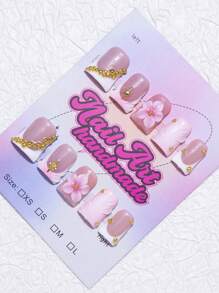 10pcs Y2K Nails Chic Duckbill Press On Nails Set - Handcrafted, White French Tip Style And Versatile 3d Handmade Carved Flower, Sparkling Silvery Bow And White 3d Hand Drawn Serpentine French Tip, Perfect For Parties & Casual Attire,Perfect Holiday Gift For Women And Girls, Includes Tool Kit
