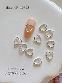 1 Pack Metal Jewelry Nail Art Accessories Heart 3D Nail Decorations