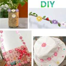 Colored Daisy Lace Edge - 1 Piece Polyester Embroidered Applique Ribbon For Sewing, Crafts And Garment Decoration, DIY Crafts, Party And Home Decor, Delicate, Patches, Decorative Ribbons, Sewing Accessories (1yard) - Multicolor - View 5