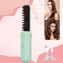 1 lisseur et friseur portable à double usage, peigne électrique ionique rechargeable USB, charge anti-brûlure, convient pour les voyages, cadeau idéal pour les femmes 2000mAh