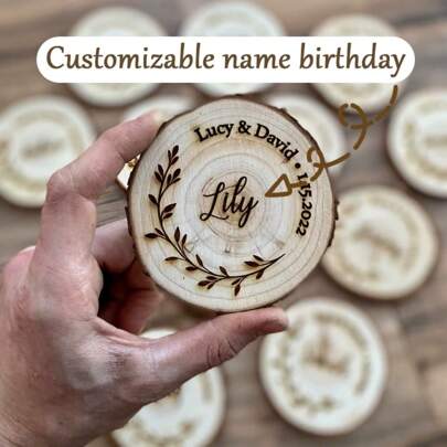 1/10/20/40/60pcs Customizable Wooden Coasters, Water Absorbent Wooden Drink Coasters, Coffee Cup Mats, Heat-Resistant Pads, Coffee Table Protectors, Beverage Coasters, Kitchen Accessories, Diffuser Trays For Anniversaries, For Valentine's Day, For Mother's Day, For Birthdays, For Father's Day, For Graduation, For Weddings, For Housewarming