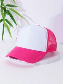 1pc Unisex Truck Driver Hat, Dad Hat, Mesh Hat, Baseball Cap, Suitable For Daily Use, Outdoor Travel, Hiking, Swimming, Beach Party, Fishing - Hot Pink - View 2